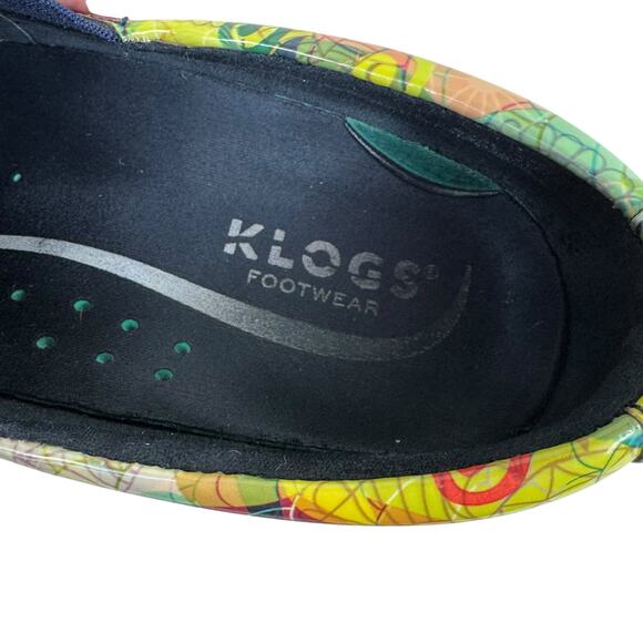 Klogs Colorful Bright Funky Swirly Slip On Leather Upper Clogs Size 9.5 - Picture 8 of 9